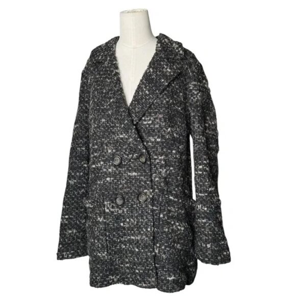 J.Jill Women Wool Alpaca Double Breasted Coat Jacket Gray Lined Button Up - XS - Picture 3 of 7